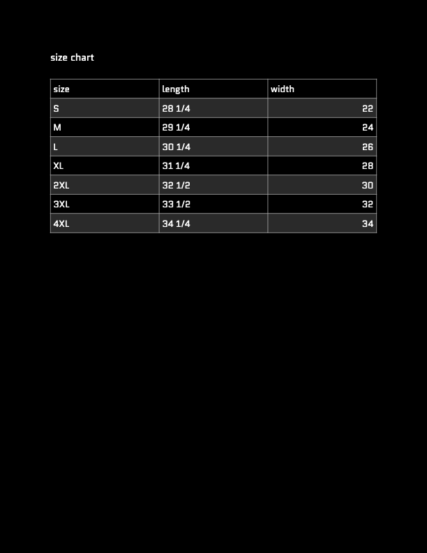 Money Changed the Map tee size chart